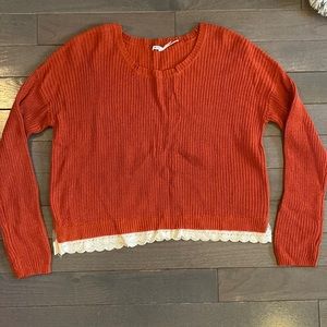 Kimchi Blue Lace Trim Ribbed Sweater